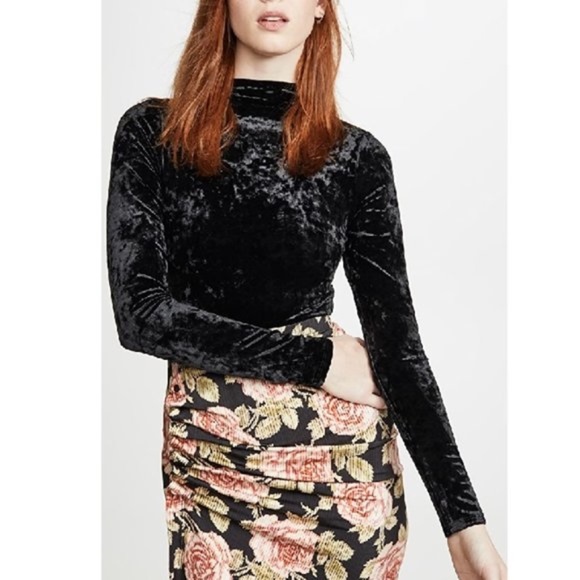 GOOD AMERICAN Velvet Turtleneck Bodysuit - Picture 1 of 6